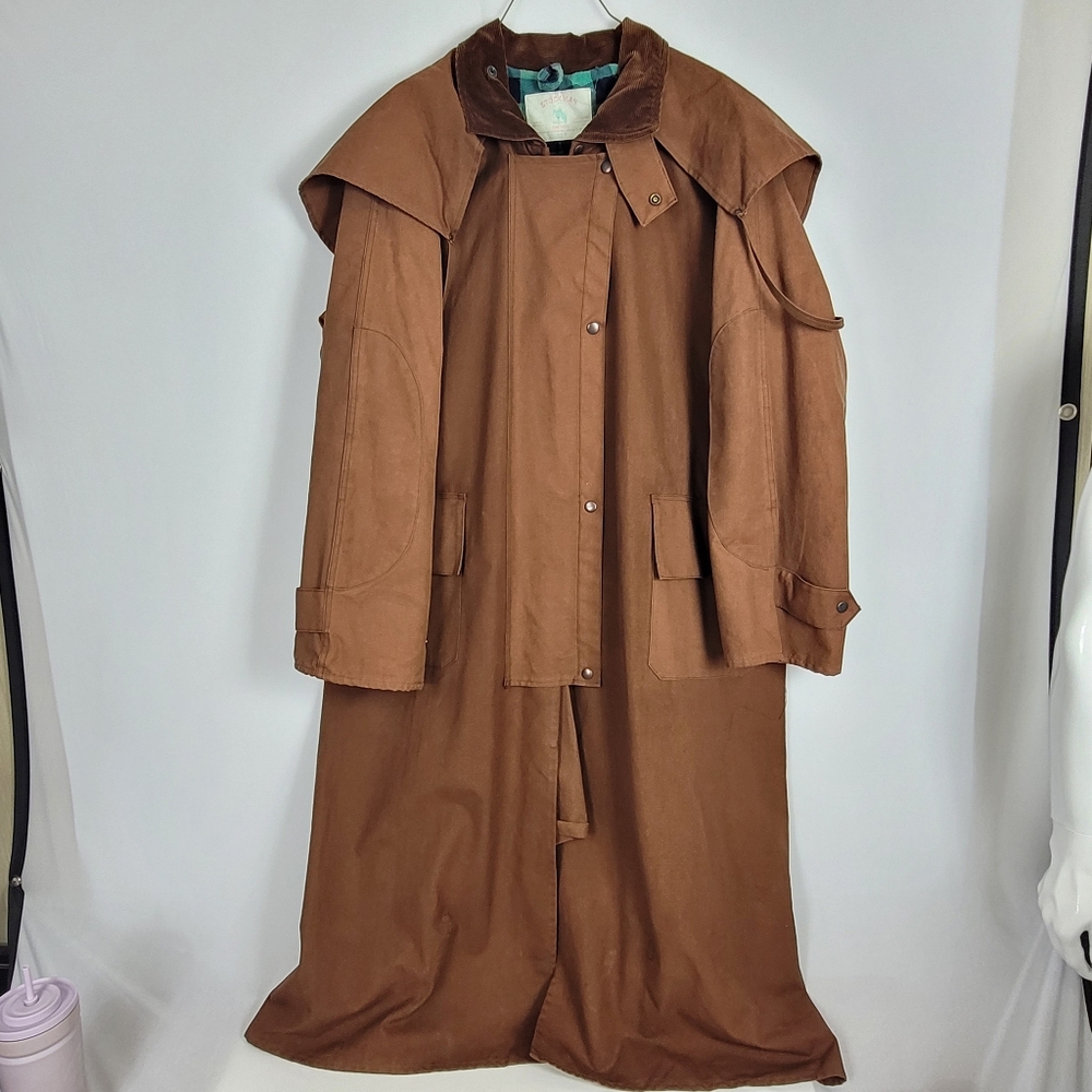 Vintage stockman drover waxed duster coat size 8